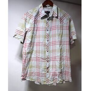 Diesel Men’s XXL Plaid Western Shirt 100% Cotton Snap Front Raw Edge Yoke